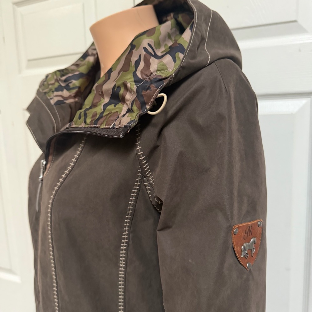 Goode Rider Women's Size Small Singing in the Rain Brown Jacket with Hood - Picture 4 of 15